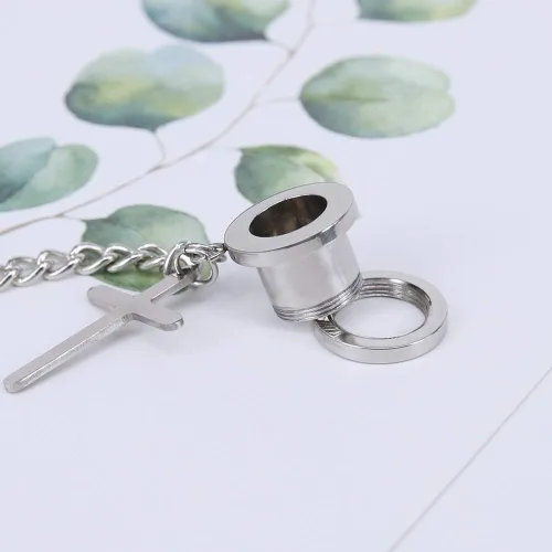 Vista 2 de ZS Vintage Moon Hang Ear Tunnels Plug Acero Inoxidable Tornillo Calibre de Oído Cadena de Plumas Expansor de Oído Túneles de Carne Piercing cruz