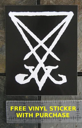 Vista 3 de Sigil of Lucifer - Tapiz de pared – Cráneo de cabra Pentagrama Demoníaco Demonio Demonio Demonio Mal Mendes Cabeza de Cabra Gótico Metal Oculto Punk