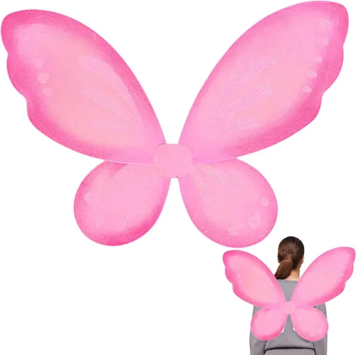 Vista 8 de Alas de hadas para niñas, alas de mariposa de hadas para fiesta de cumpleaños, alas de ángel brillantes, disfraz de Halloween C-3