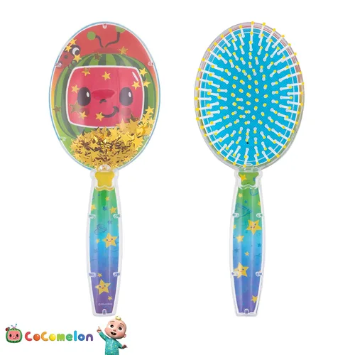 Vista 5 de CoComelon - Cepillo de pelo con estrellas mágicas brillantes y confeti, color verde, cepillo de pelo para niños a partir de 3 años
