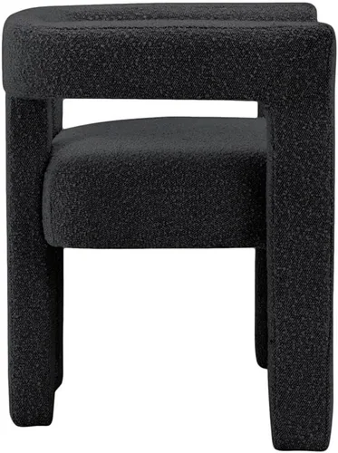 Vista 9 de Meridian Furniture Colección Athena Moderna Contemporánea Silla de Acento Comedor Tapizada en Tela Boucle, 25" An x 21" Pr x 27" Al, Negro