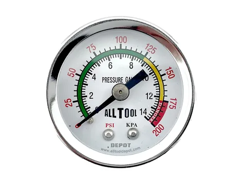 Vista 4 de Medidor de presión de aire de 1-1/2" con montaje inferior en el lado, rosca NPT de 1/8", esfera de 1-1/2" - 0 a 160 PSI