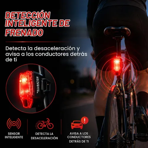Vista 2 de Rechargeable Smart Bike Tail Light Water Resistant, 300 Lumen Brake Light