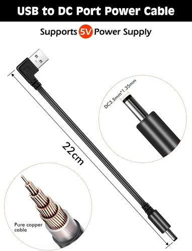 Vista 4 de 1 cable USB corto, cable USB desmontable para ropa calentada, chaqueta, chaleco, suéter, ropa interior térmica, cable de alimentación portátil de 5 V