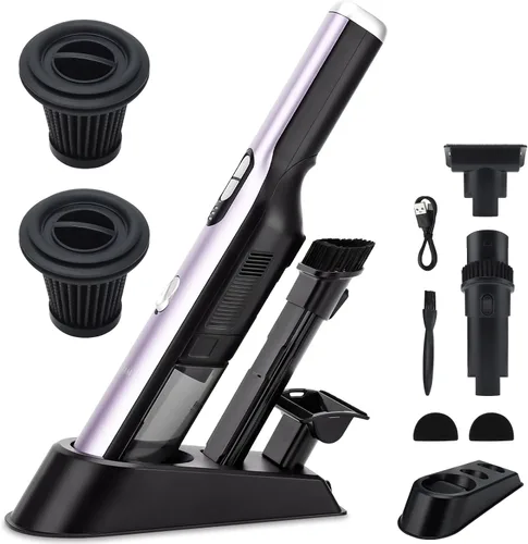 Vista 10 de Aspiradora inalámbrica de mano, aspiradora portátil para automóvil con potencia de succión de 18 KPa, aspiradora de mano de carga rápida con faros