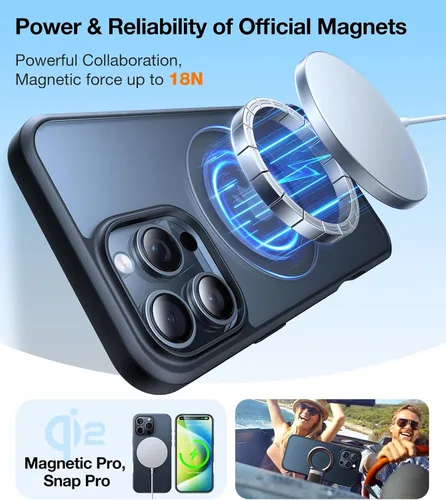 Vista 5 de TORRAS Funda magnética giratoria 360 mejorada para iPhone 16 Pro de 6.3 pulgadas, compatible con MagSafe, funda para teléfono 16 Pro, resistente a