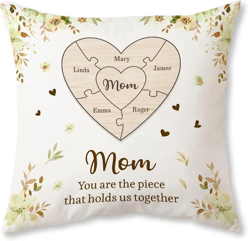 Vista 11 de Hyturtle Personalized Best Mom Pillow with Insert – Custom Gift for Mother from Daughter Son – Inspirational Cushion for Birthday, Christmas, Mom