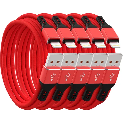 Vista 8 de Ironten Cable de carga para iPhone, certificado MFi de Apple, 1 paquete de 6 pies, color azul, largo, de carga rápida, sincronización de datos
