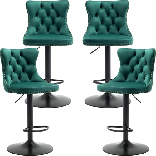 Vista 24 de Juego de 2 taburetes de bar modernos de terciopelo para mostrador, taburetes de bar giratorios ajustables con respaldo, sillas de isla de cocina