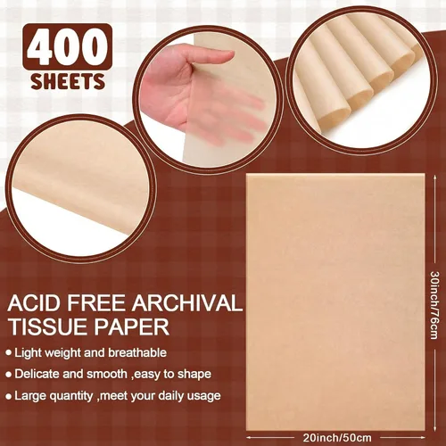 Vista 2 de meekoo 250 unidades de papel de seda de archivo sin ácidos de 30 x 20 pulgadas, sin búfer, intercalado, sin ácido, para ropa, textiles, ropa