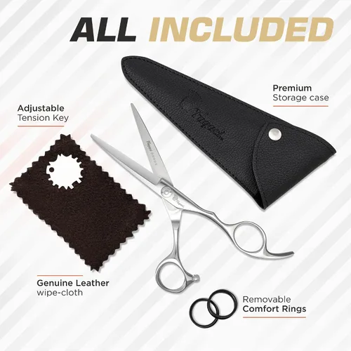 Vista 7 de Tijeras Profesionales para Cabello de 5 Pulgadas con Cuchillas Extremadamente Afiladas, Tijeras de Corte de Cabello de Acero 440C, Duraderas