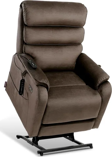 Vista 10 de EONIX Silla Reclinable Eléctrica de Doble Motor Completamente Reclinable para Ancianos, Sillas Elevadoras Eléctricas de Cuero Sintético para Negro