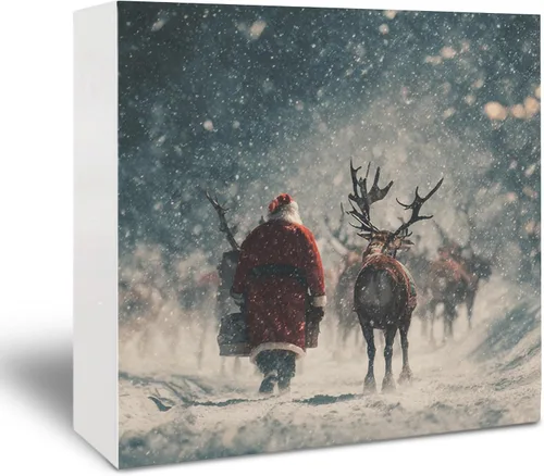 Vista 9 de Letrero de madera de Papá Noel – Decoración retro de Navidad de Papá Noel, caja de madera rústica de Satanás para el hogar, cocina, baño, mesa