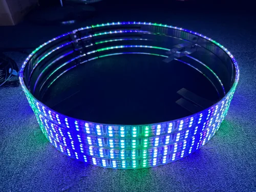 Vista 5 de Luz de anillo de rueda LED de doble fila de 17.5 pulgadas, 672 leds con señal de giro, bloqueo, freno, función de marcha atrás Bluetooth APP/Control