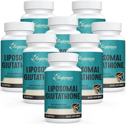 Vista 9 de Zeylamum Cápsulas blandas de glutatión liposomal de 2400 MG, absorción máxima, forma activa reducida de L-glutatión (GSH), con ácido hialurónico