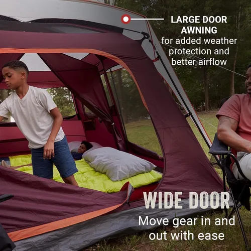 Vista 5 de Coleman Skylodge - Tienda de campaña familiar resistente a la intemperie, con lluvia y divisor de habitación, se adapta a 4 camas de aire