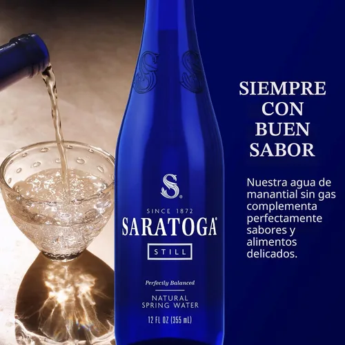 Vista 2 de Saratoga Agua natural de manantial – 12 oz (no carbonatada, paquete de 24) Botellas de agua, vidrio