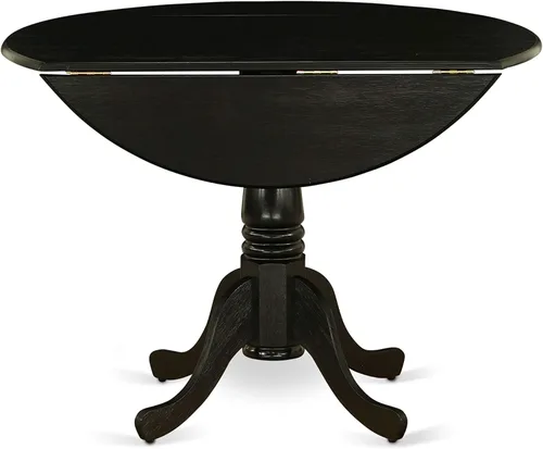 Vista 4 de East West Furniture DLFL3-ABK-21 - Juego de mesa de comedor de 3 piezas contiene una mesa de cocina redonda con gotas y 2 sillas de comedor Parsons