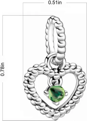 Vista 7 de Dijes de piedra natal de plata de ley 925 con dije de corazón para pulsera, collar, dije de feliz cumpleaños, cuentas colgantes de corazón