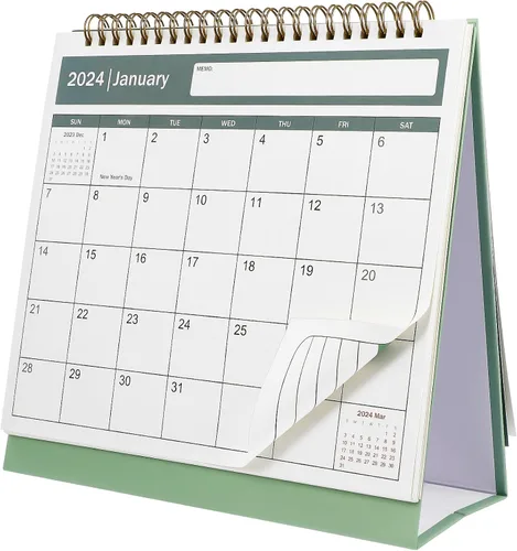 Vista 6 de Calendario de escritorio 2024.7-2025, calendario mensual de pie, calendario diario, planificador organizador para decoración del hogar y la oficina