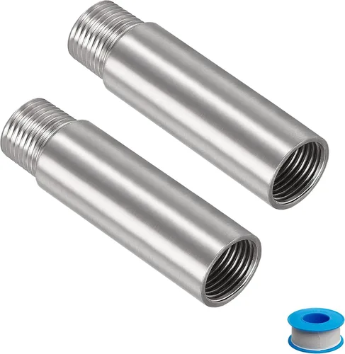 Vista 10 de Brazo de extensión de cabezal de ducha, 1.2 pulgadas, 1/2PT macho a 1/2PT hembra rosca 304, acoplador de montaje de tubería de acero inoxidable 304