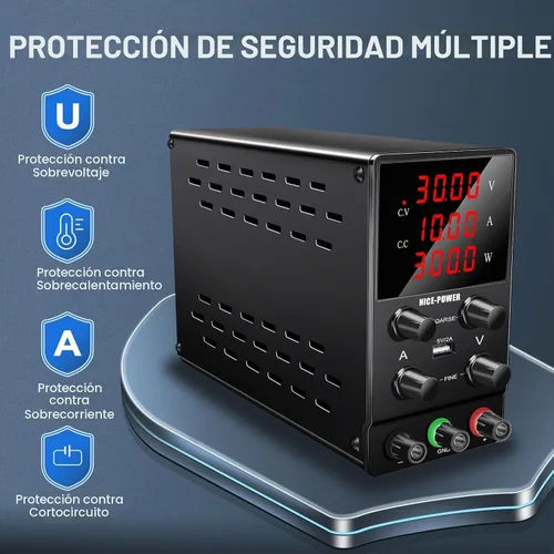 Vista 4 de NICE-POWER Fuente de alimentación CC variable: 30V 10A Fuente de alimentación de conmutación ajustable regulada de alta precisión con pantalla LED