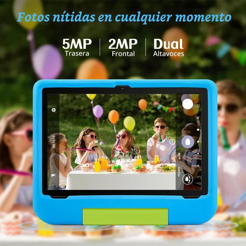 Vista 2 de Tablet Android 14 para niños – Tableta para niños de 10.1 pulgadas con funda EVA azul, Android 14, CPU A523 Octa-Core, 8GB+64GB, Wi-Fi 6