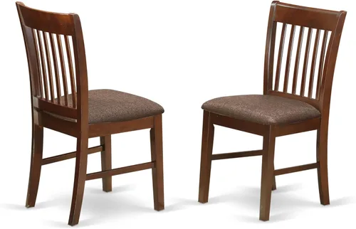 Vista 4 de East West Furniture ANNO3-MAH-C Juego de mesa y sillas de cocina de 3 piezas contiene una mesa de comedor redonda con pedestal y 2 sillas de comedor