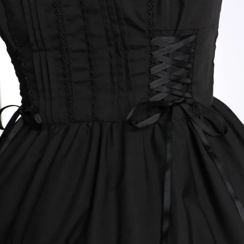Vista 4 de Vestido de Lolita gótico para mujer, clásico de verano, sin mangas, vestido gótico de Lolita, talla grande, disfraz de sirvienta de anime