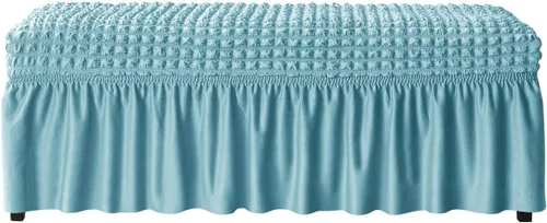 Vista 17 de SZJIAHTM Funda elástica suave para banco de comedor con falda, protector de reposapiés de poliéster, celosía de burbujas, fundas para banco de piano