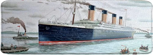 Vista 4 de Titanic - Alfombra náutica de baño, decoración de fiesta de barco, retro, clásica, romántica, película, océano, paisaje, acuarela, arte para niños