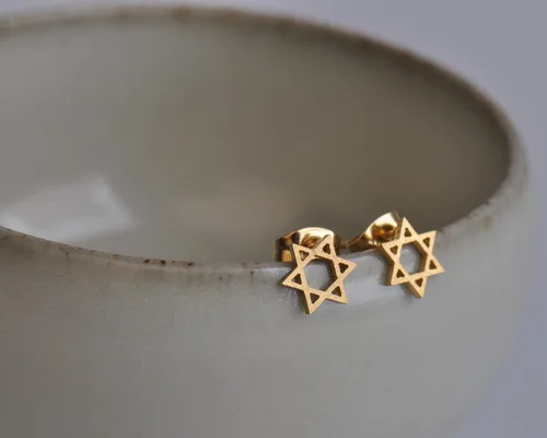 Vista 4 de Estrella David Collar colgante joyeríaacero inoxidable Tiny encanto