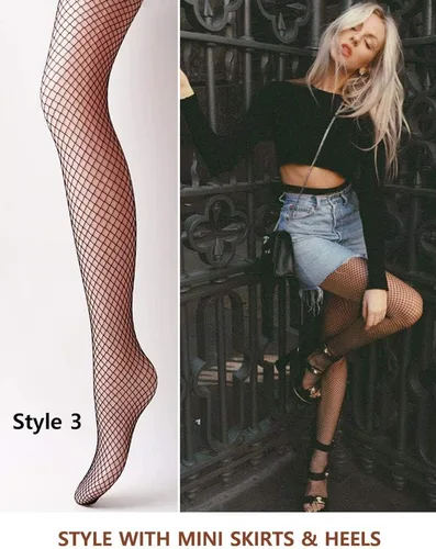 Vista 4 de Vero Monte - Medias de red con patrón para mujer, medias de red negras