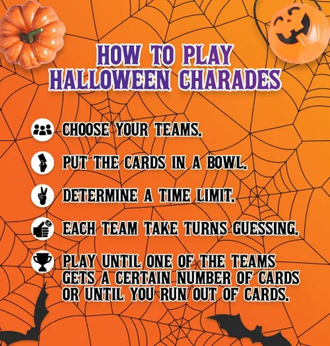 Vista 3 de Charadas de Halloween, el mejor juego de fiesta de Halloween para adultos, amigos y familia, diversión espeluznante con personajes de películas