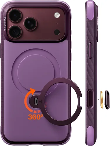 Vista 14 de TORRAS Funda Q3 Rugged para iPhone 18 Pro 360 con soporte magnético, apto Isla azul