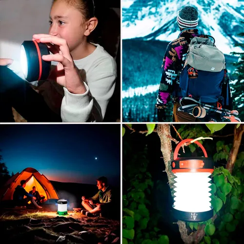 Vista 2 de Linterna solar para campamento, linternas LED para cortes de energía, luces de campamento, linterna de emergencia, lámpara plegable, recargable