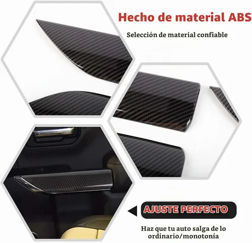 Vista 3 de RT-TCZ Cubierta de panel de manija interior de fibra de carbono, accesorios interiores para Chevrolet Silverado 2019-2022, para GMC Sierra 2019-2022