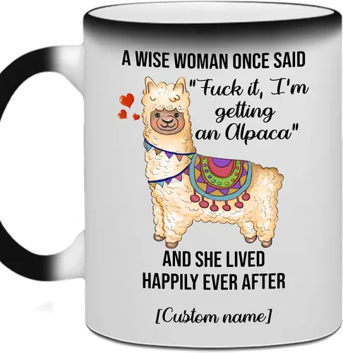 Vista 9 de WHIDOBE Regalos divertidos personalizados de alpaca para mujeres, taza de café de cerámica personalizada de 11 onzas y 15 onzas para amantes