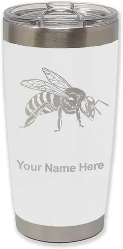 Vista 29 de LaserGram Vaso aislado al vacío de 20 onzas, abeja miel, grabado personalizado incluido (negro)