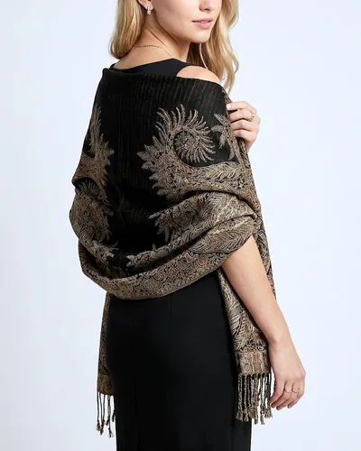 Vista 3 de Achillea Bufanda reversible de pashmina con estampado paisley – Chales y envolturas indios exóticos para vestidos de noche, festivales, todas