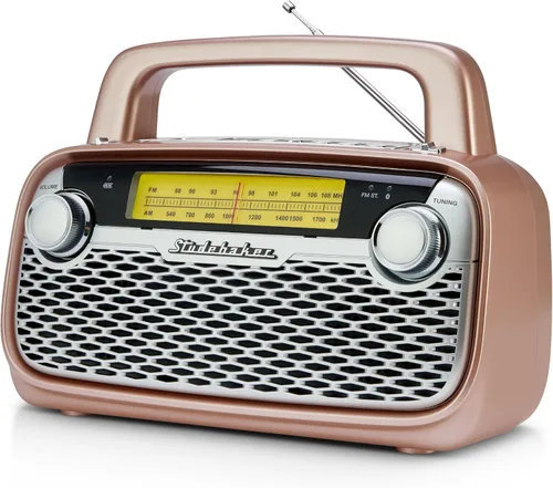 Vista 8 de Studebaker SB2006 Altavoz Bluetooth con radio portátil AM/FM Transmisión Bluetooth, batería recargable y alta potencia (negro)
