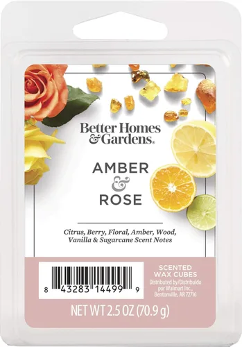 Vista 2 de Better Homes and Gardens - Cubos de cera perfumada de 2.5 onzas, paquete de 2 unidades (ámbar y rosa)