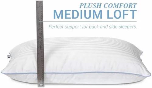 Vista 5 de eLuxurySupply Almohadas de cama de alta calidad, paquete de 2, almohadas de cama para dormir, densidad media y loft, funda 100% algodón y relleno