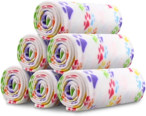 Vista 12 de Comsmart - Manta cálida con estampado de huellas para perros y gatos