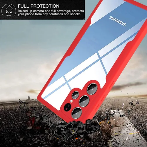 Vista 4 de CCSamll - Funda transparente para Samsung Galaxy S22 Ultra (no S22) con protector de pantalla integrado, delgada, de cuerpo completo, resistente