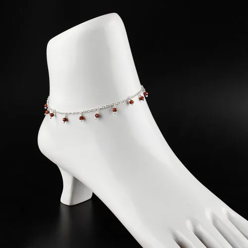 Vista 2 de Yanara Tobilleras de piedras preciosas para mujer, piedra natal natural, chapada en plata, joyería hecha a mano en 8.5 + 1.5 pulgadas, cristales