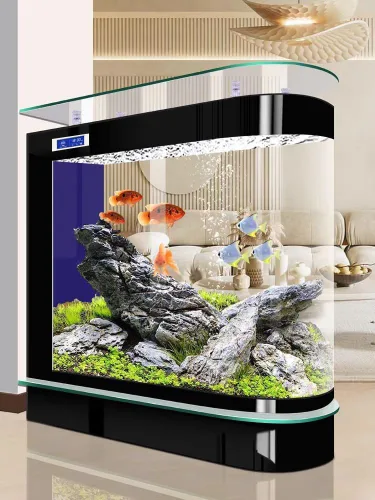 Vista 3 de con bomba de aire y acuario kit de lujo acuario de pecera ornamental grande Negro