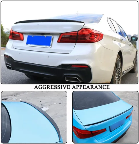 Vista 3 de Alerón de maletero de fibra de carbono real para BMW Serie 5 G30 520i 530i 540i M550i M Sport F90 M5 Sedan 2017-2021 CF Tapa trasera de arranque