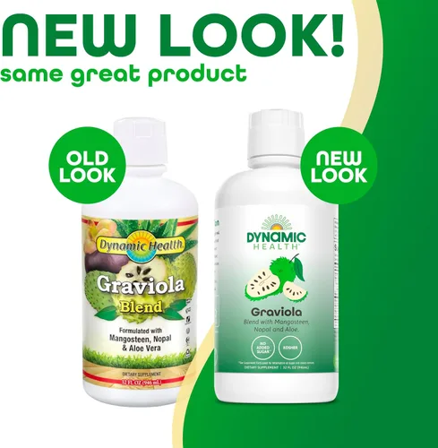 Vista 2 de Dynamic Health Mezcla de graviola, mangostán, nopal y aloe, 100% orgánico, sin aditivos, soporte del sistema inmunológico, antioxidante, vegano, sin