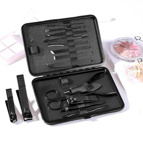 Vista 6 de Kit de manicura y pedicura para cortar uñas, tijeras Vibrissac de 5 piezas, las mejores herramientas de cuidado para hombres y mujeres con estuche
